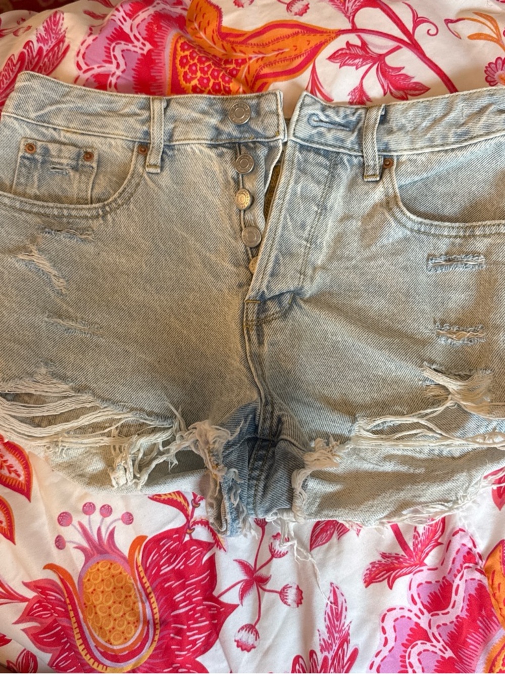 PacSun Light Wash Distressed High-Rise Denim Shorts